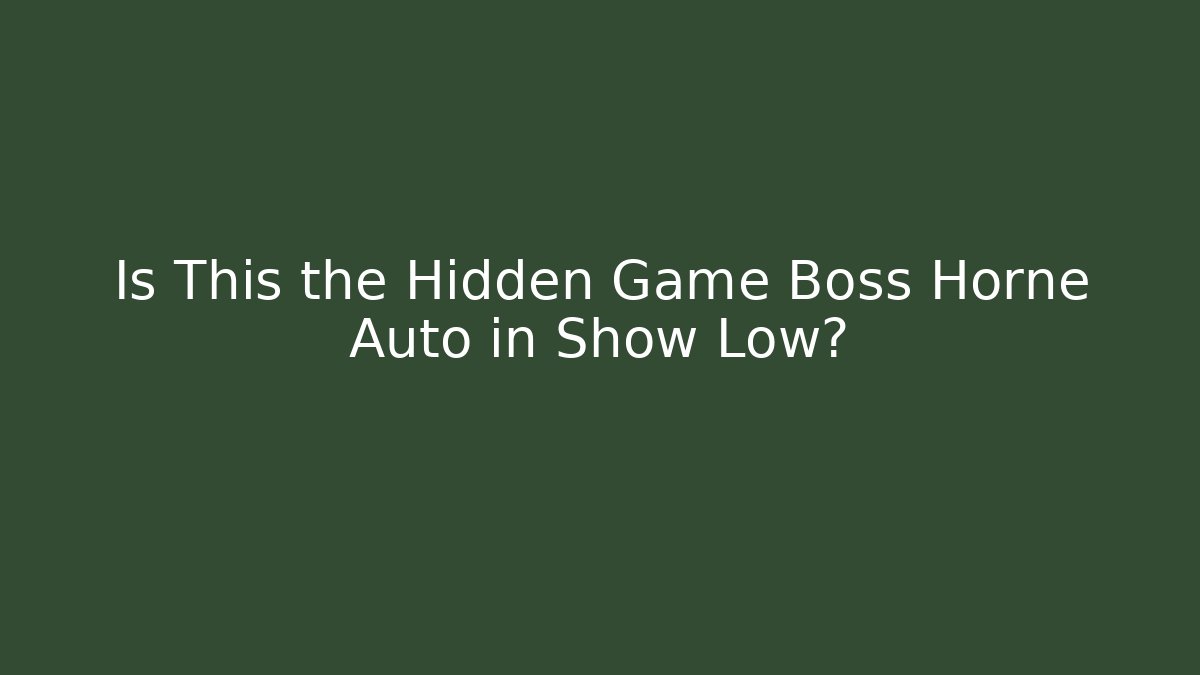Is This the Hidden Game Boss Horne Auto in Show Low?