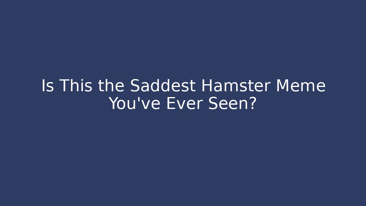 Is This the Saddest Hamster Meme You've Ever Seen?