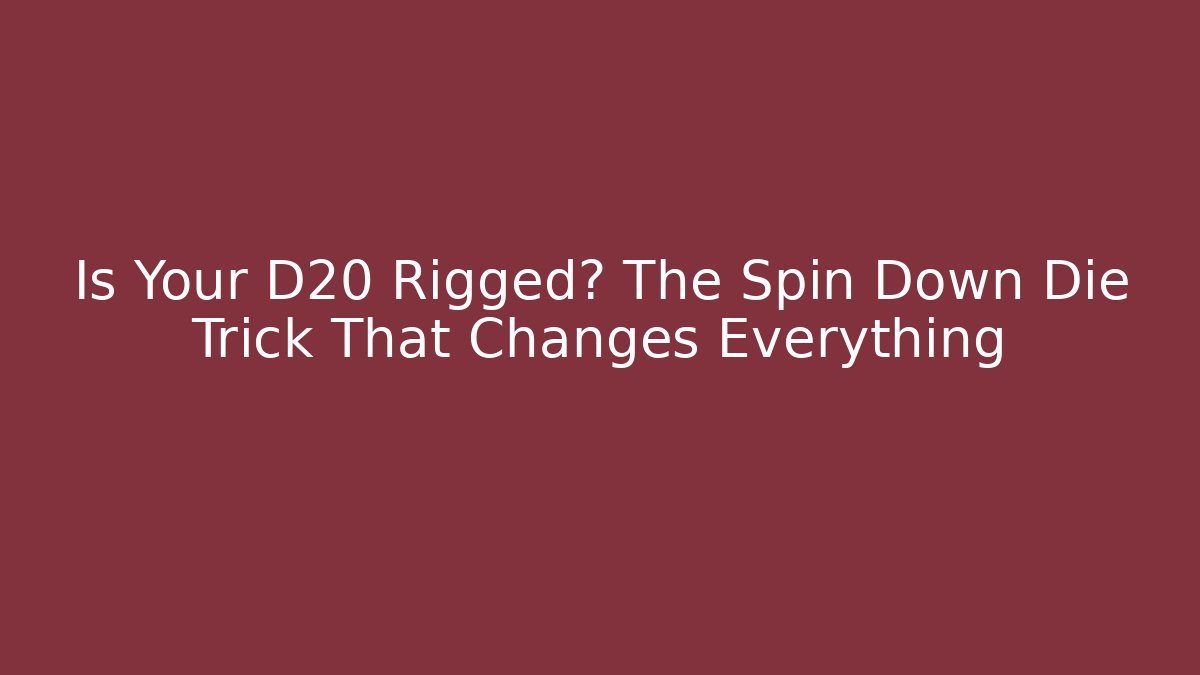 Is Your D20 Rigged? The Spin Down Die Trick That Changes Everything
