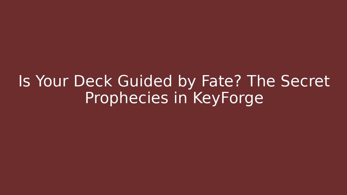 Is Your Deck Guided by Fate? The Secret Prophecies in KeyForge