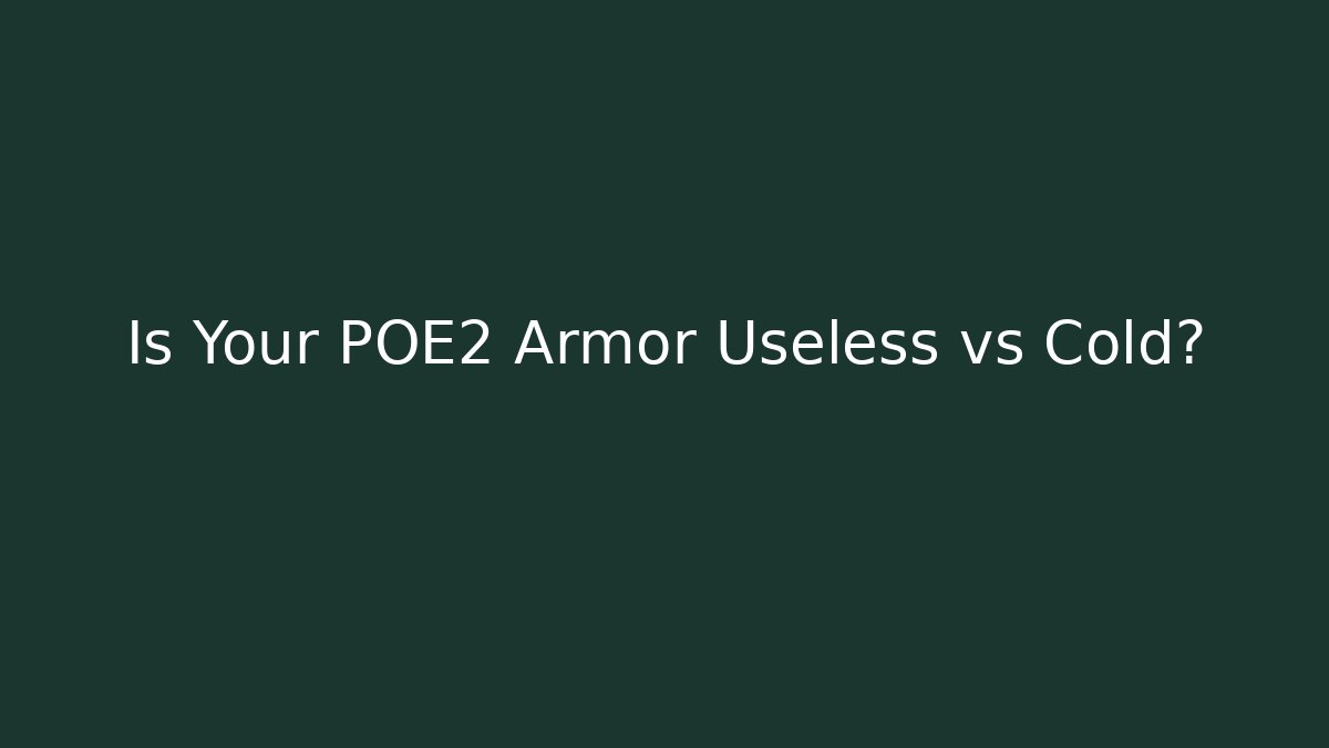 Is Your POE2 Armor Useless vs Cold?