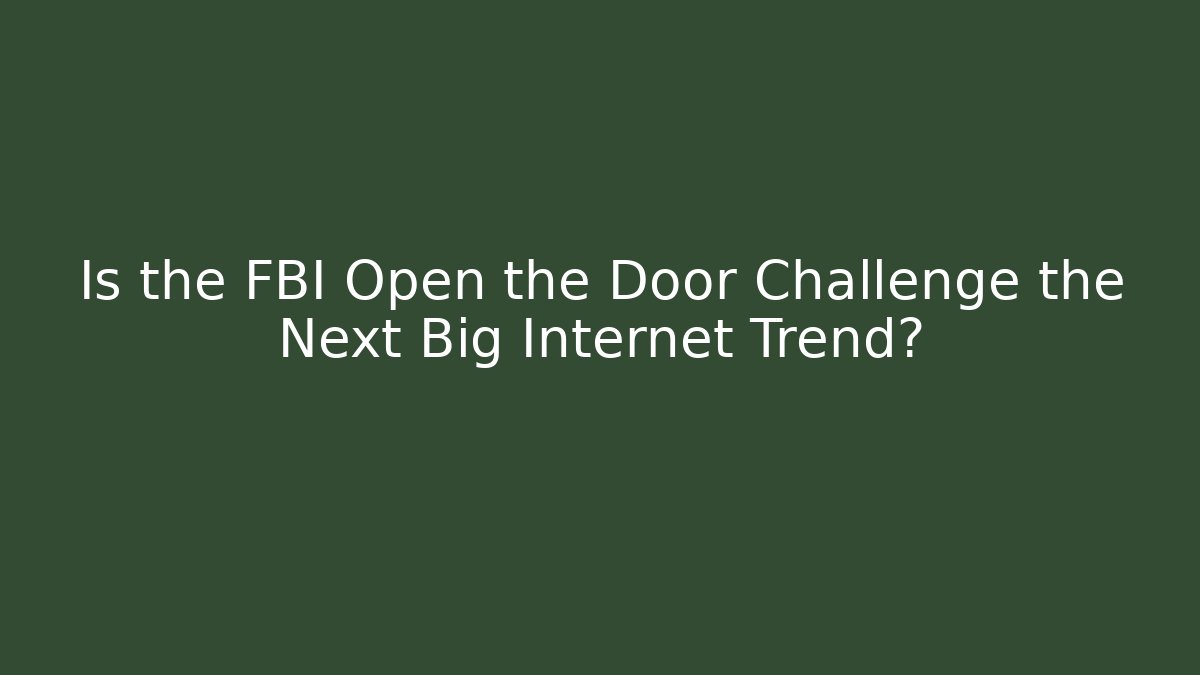 Is the FBI Open the Door Challenge the Next Big Internet Trend?