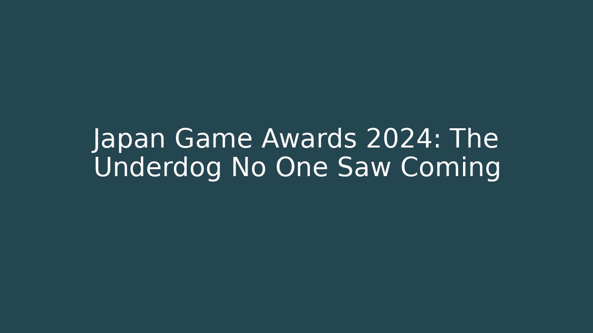 Japan Game Awards 2024: The Underdog No One Saw Coming
