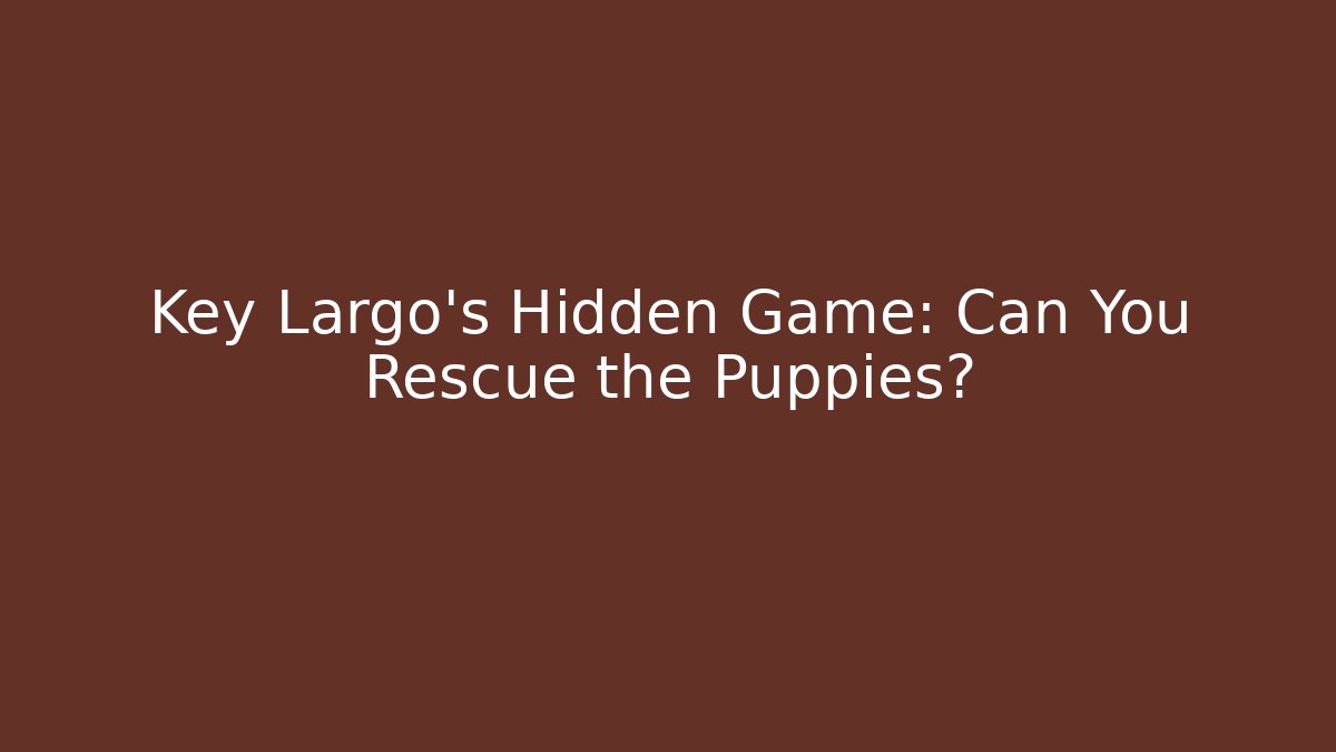 Key Largo's Hidden Game: Can You Rescue the Puppies?