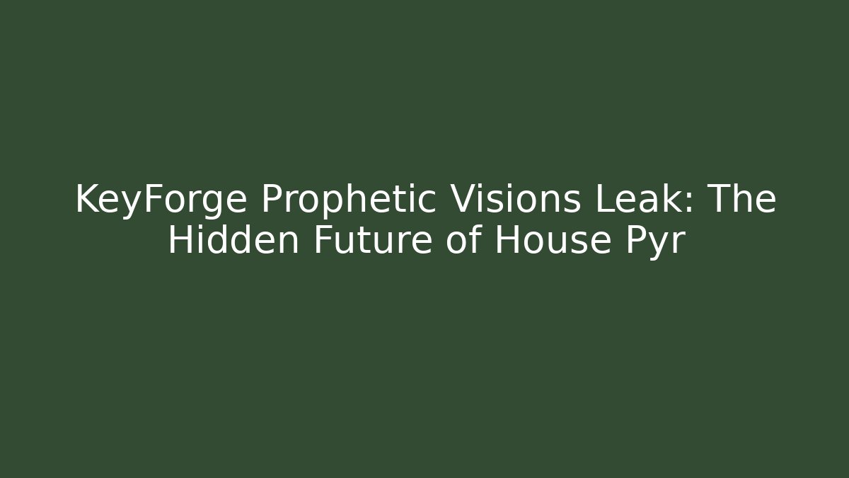 KeyForge Prophetic Visions Leak: The Hidden Future of House Pyr
