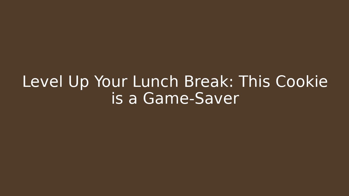 Level Up Your Lunch Break: This Cookie is a Game-Saver