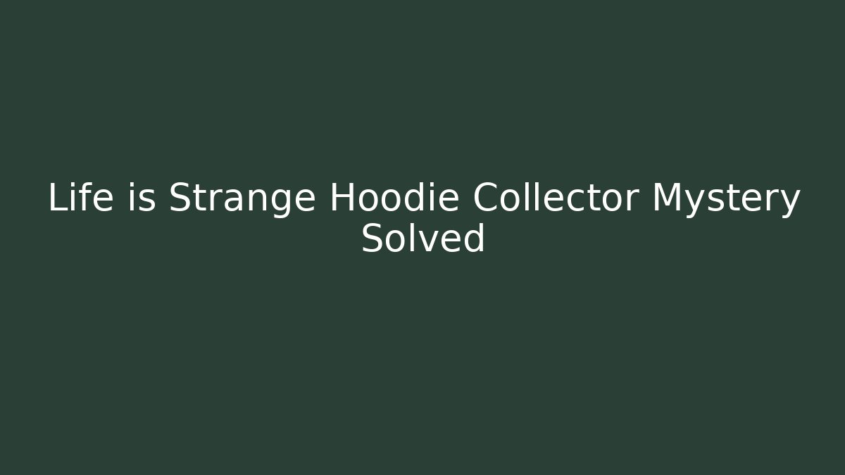 Life is Strange Hoodie Collector Mystery Solved