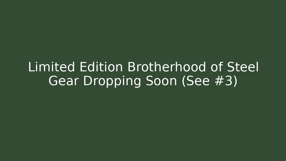 Limited Edition Brotherhood of Steel Gear Dropping Soon (See #3) - Boomer Naturals