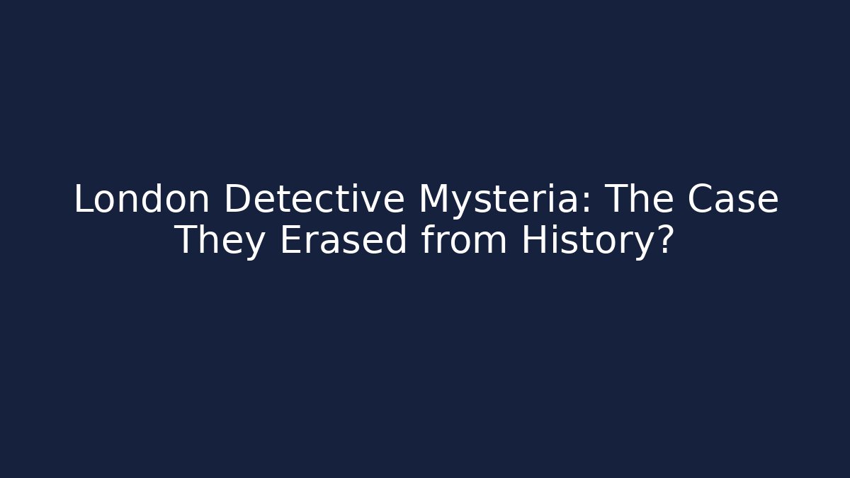 London Detective Mysteria: The Case They Erased from History?