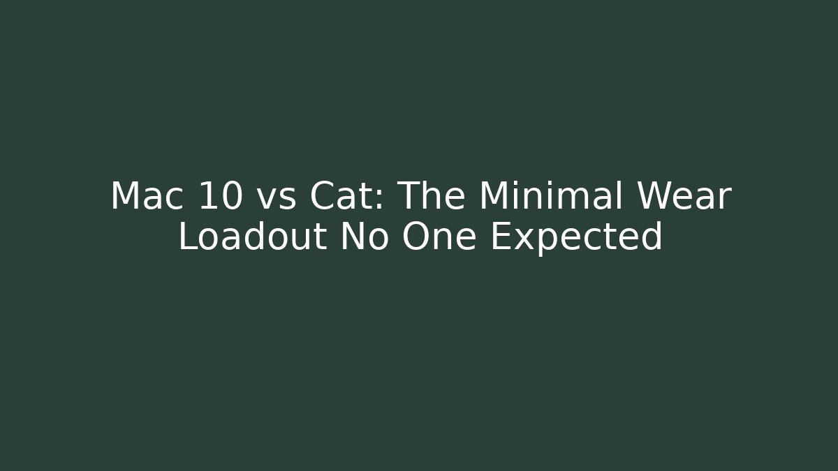 Mac 10 vs Cat: The Minimal Wear Loadout No One Expected - Boomer Naturals