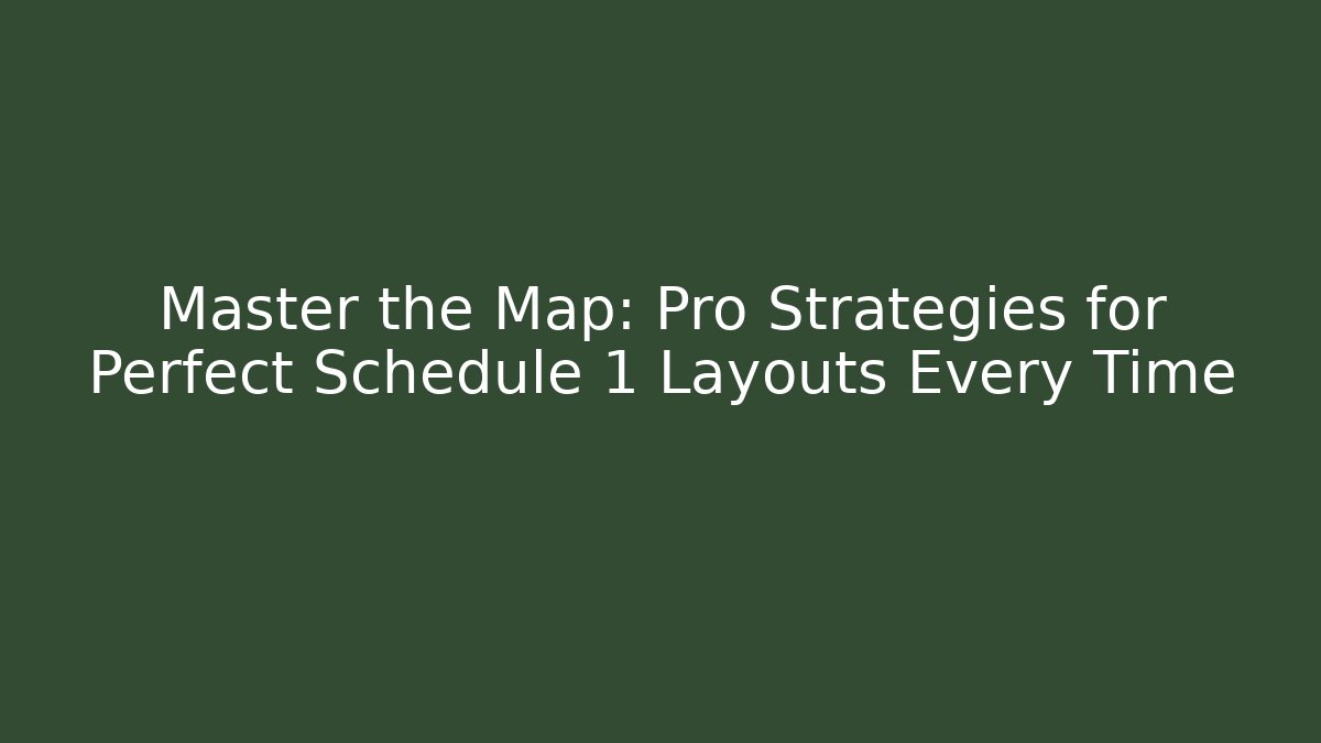 Master the Map: Pro Strategies for Perfect Schedule 1 Layouts Every Time
