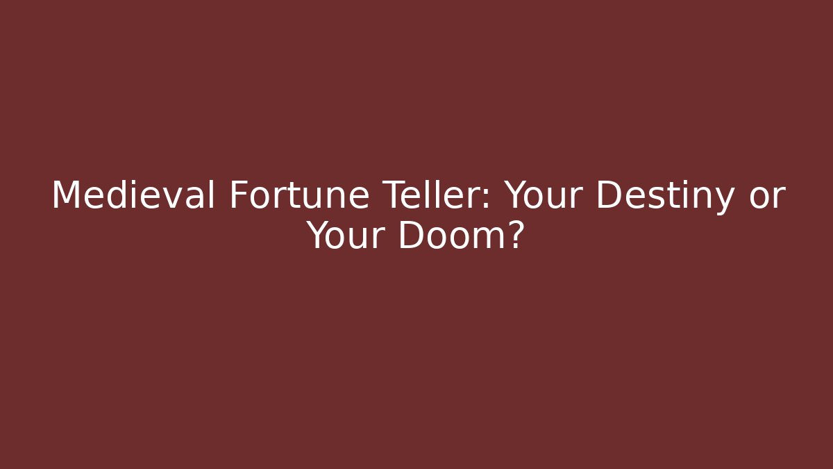 Medieval Fortune Teller: Your Destiny or Your Doom?