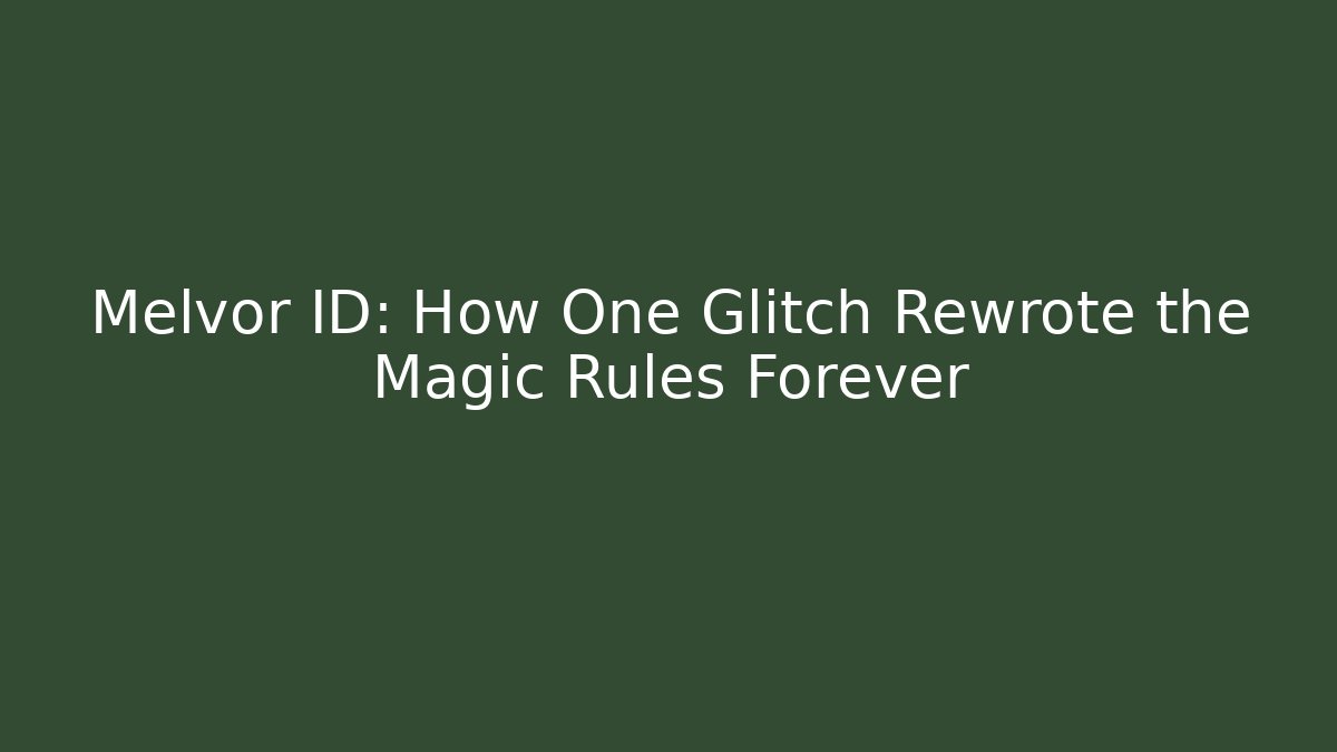 Melvor ID: How One Glitch Rewrote the Magic Rules Forever