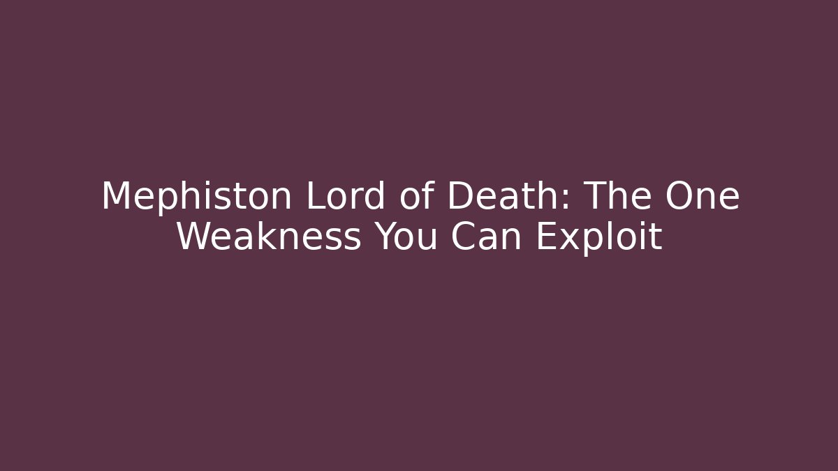 Mephiston Lord of Death: The One Weakness You Can Exploit