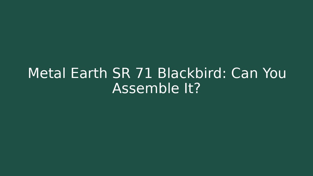 Metal Earth SR 71 Blackbird: Can You Assemble It? - Boomer Naturals
