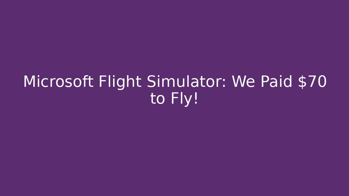 Microsoft Flight Simulator: We Paid $70 to Fly!