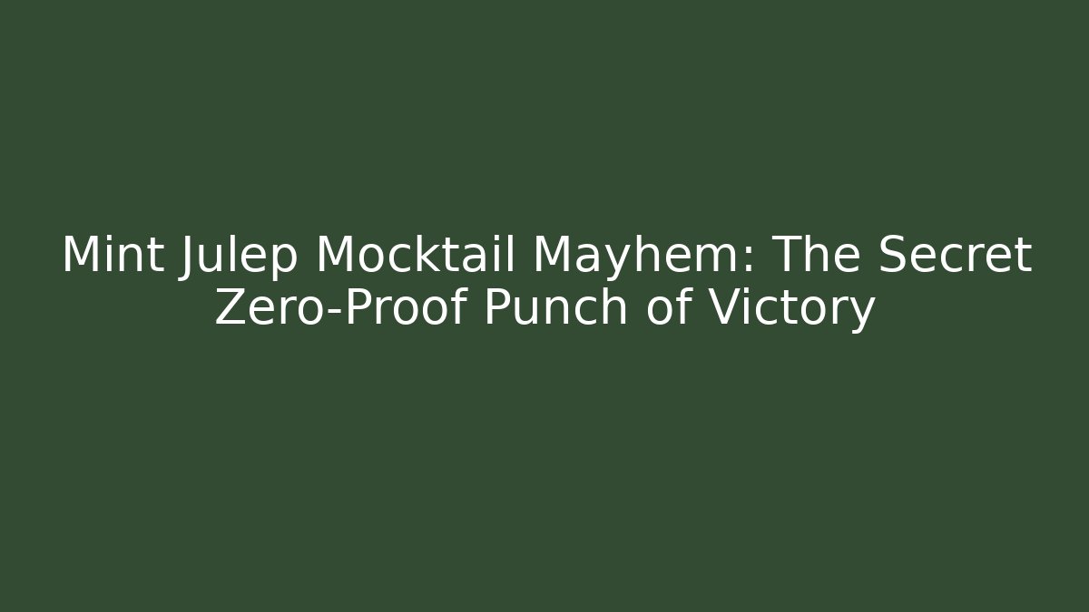 Mint Julep Mocktail Mayhem: The Secret Zero-Proof Punch of Victory
