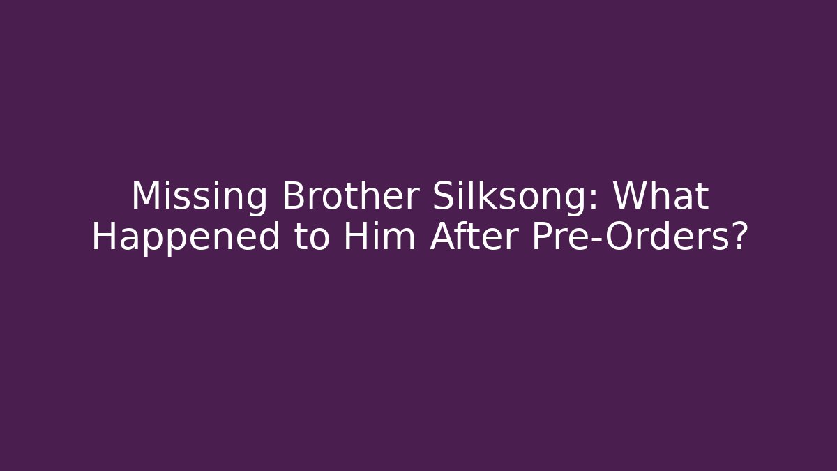 Missing Brother Silksong: What Happened to Him After Pre-Orders?