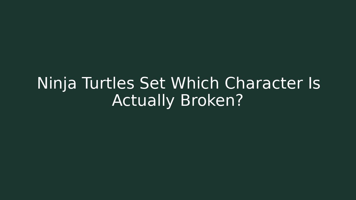 Ninja Turtles Set Which Character Is Actually Broken? - Boomer Naturals
