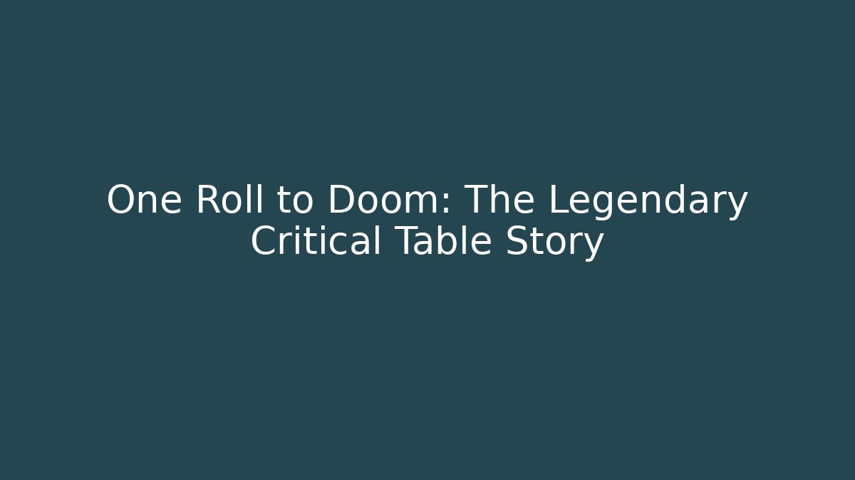 One Roll to Doom: The Legendary Critical Table Story