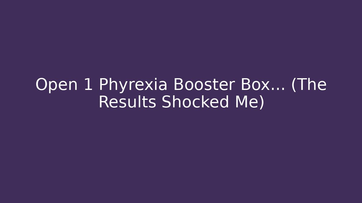 Open 1 Phyrexia Booster Box... (The Results Shocked Me)