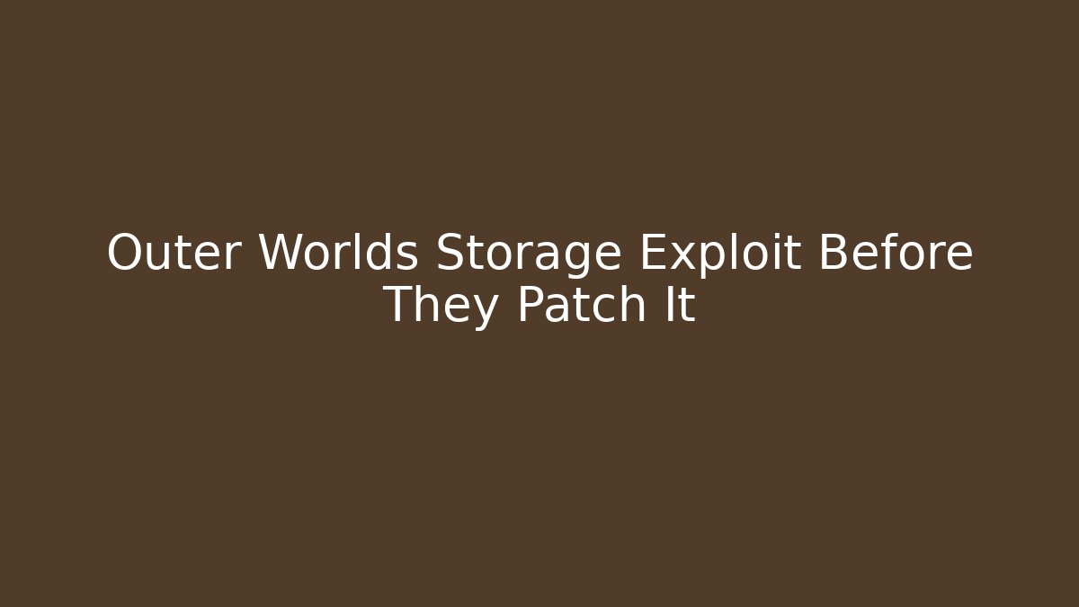 Outer Worlds Storage Exploit Before They Patch It