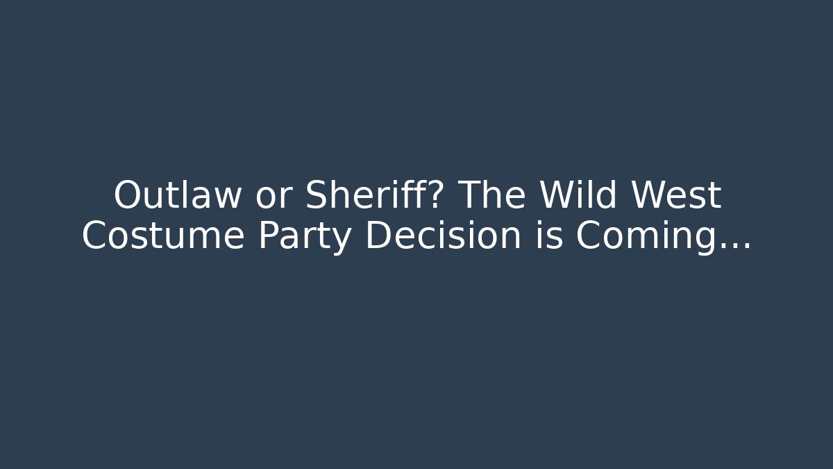 Outlaw or Sheriff? The Wild West Costume Party Decision is Coming…
