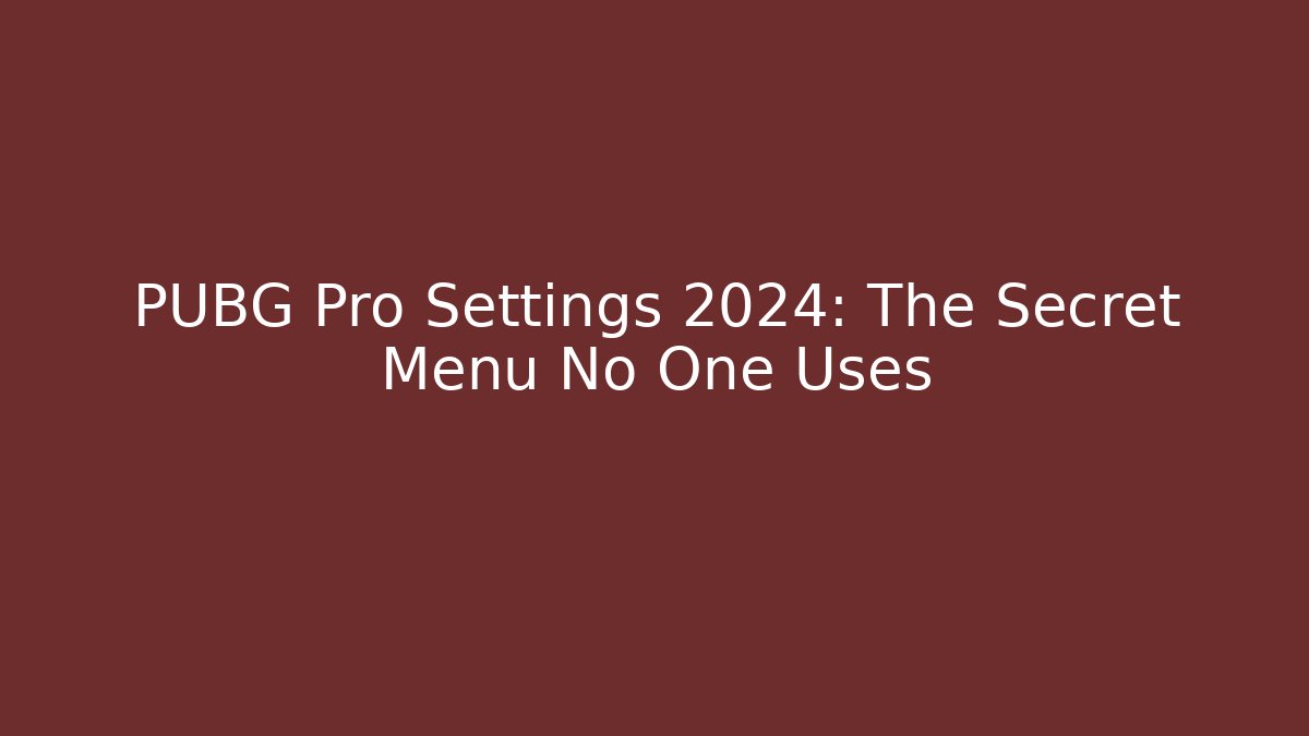 PUBG Pro Settings 2024: The Secret Menu No One Uses