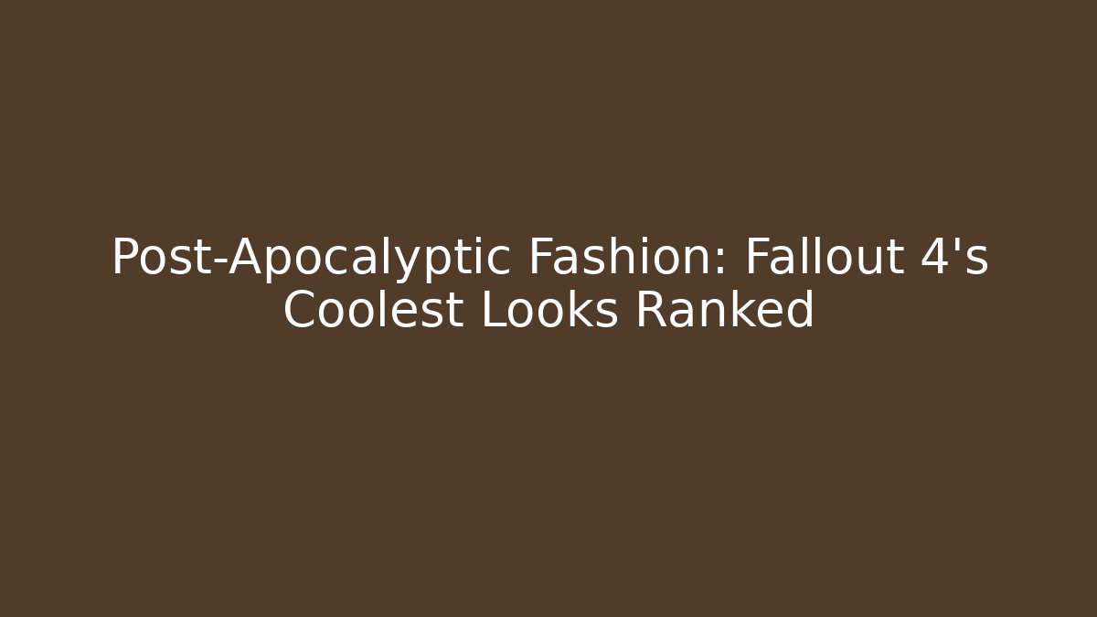 Post-Apocalyptic Fashion: Fallout 4's Coolest Looks Ranked