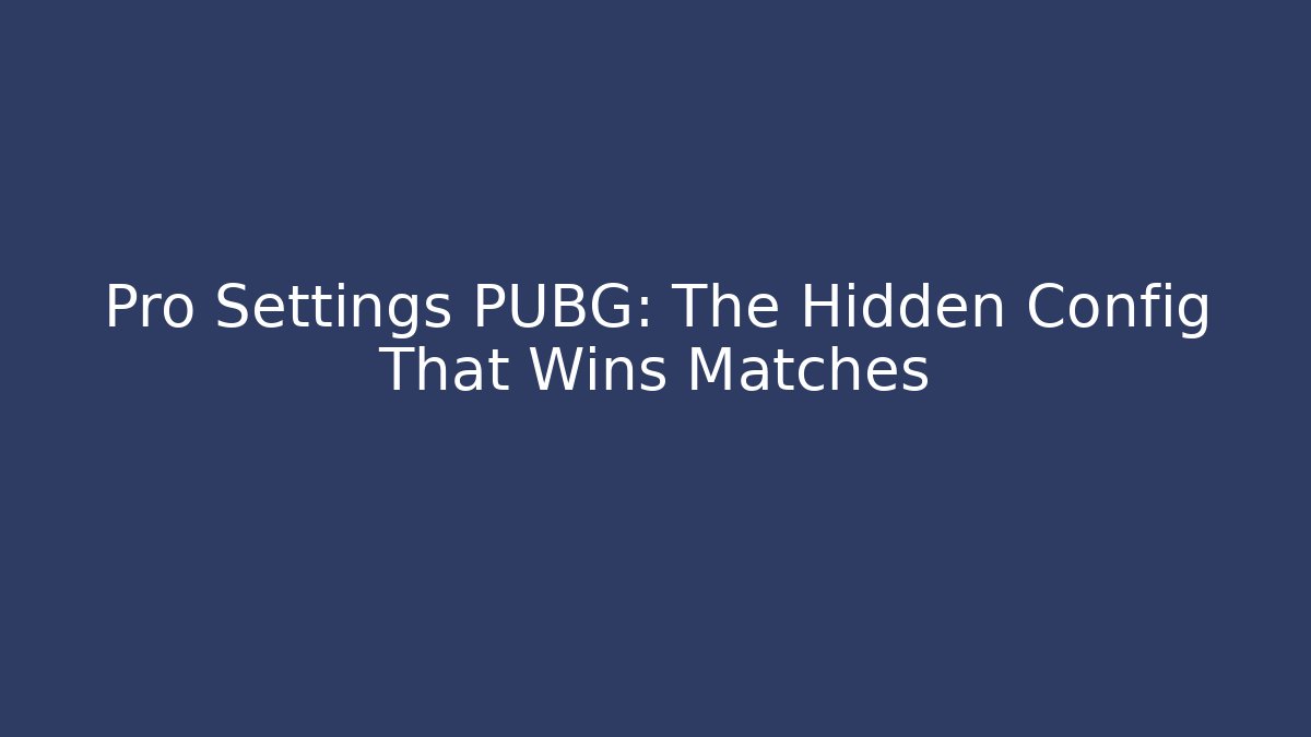 Pro Settings PUBG: The Hidden Config That Wins Matches