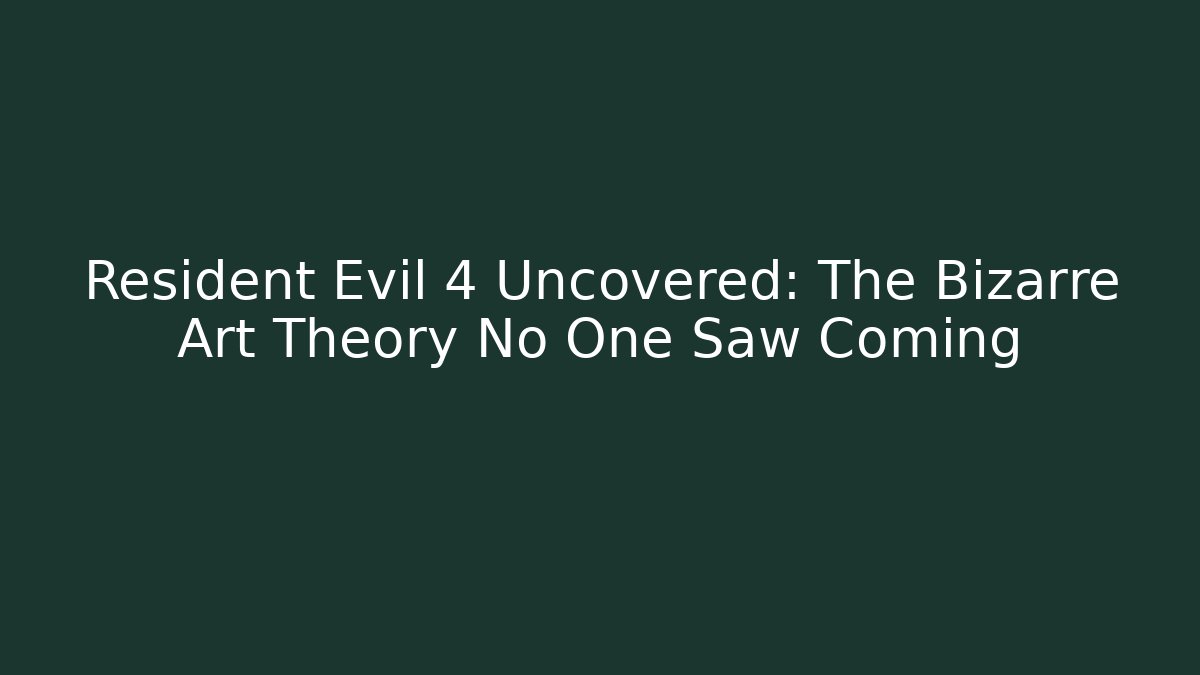 Resident Evil 4 Uncovered: The Bizarre Art Theory No One Saw Coming