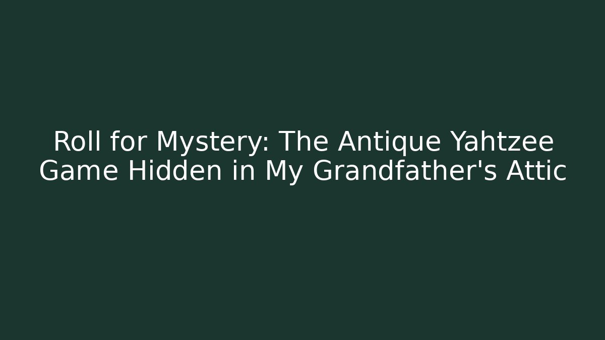 Roll for Mystery: The Antique Yahtzee Game Hidden in My Grandfather’s Attic