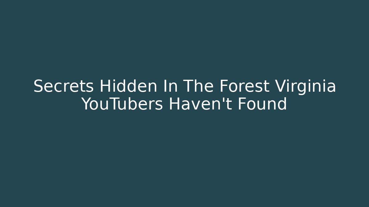 Secrets Hidden In The Forest Virginia YouTubers Haven't Found