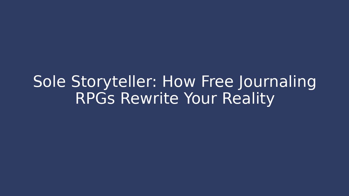 Sole Storyteller: How Free Journaling RPGs Rewrite Your Reality