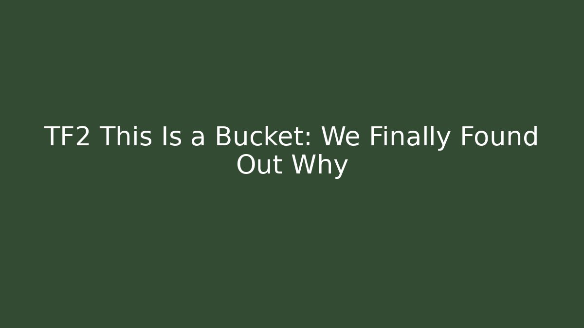 TF2 This Is a Bucket: We Finally Found Out Why
