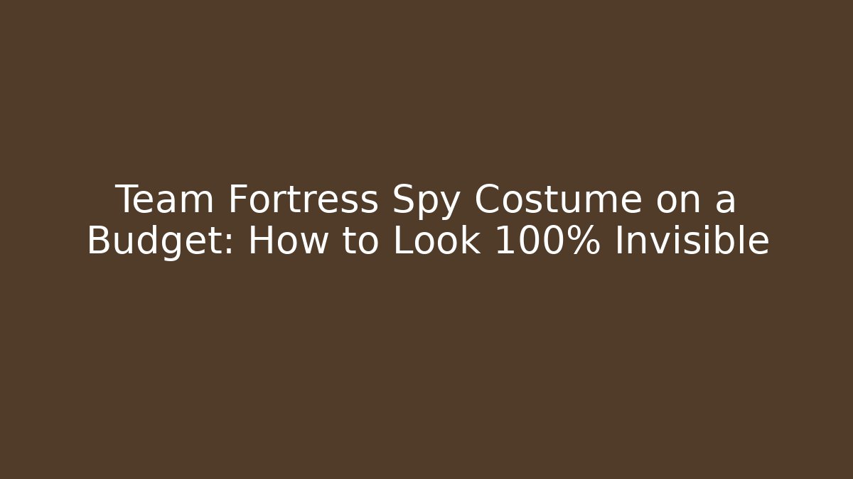 Team Fortress Spy Costume on a Budget: How to Look 100% Invisible