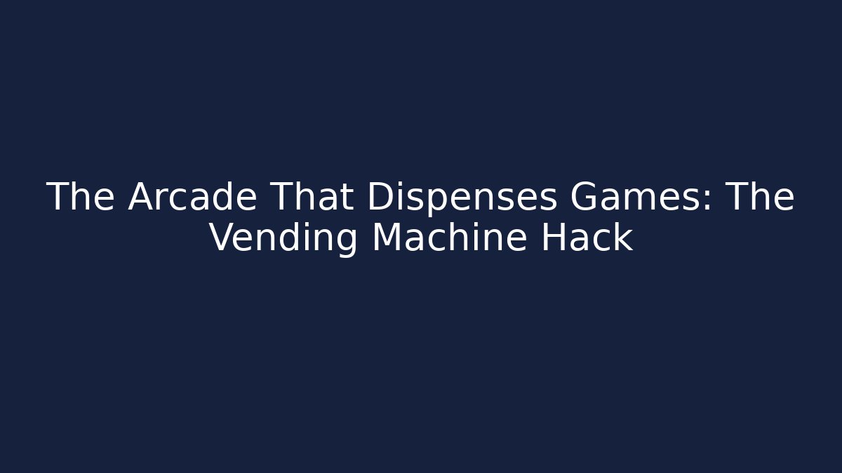 The Arcade That Dispenses Games: The Vending Machine Hack