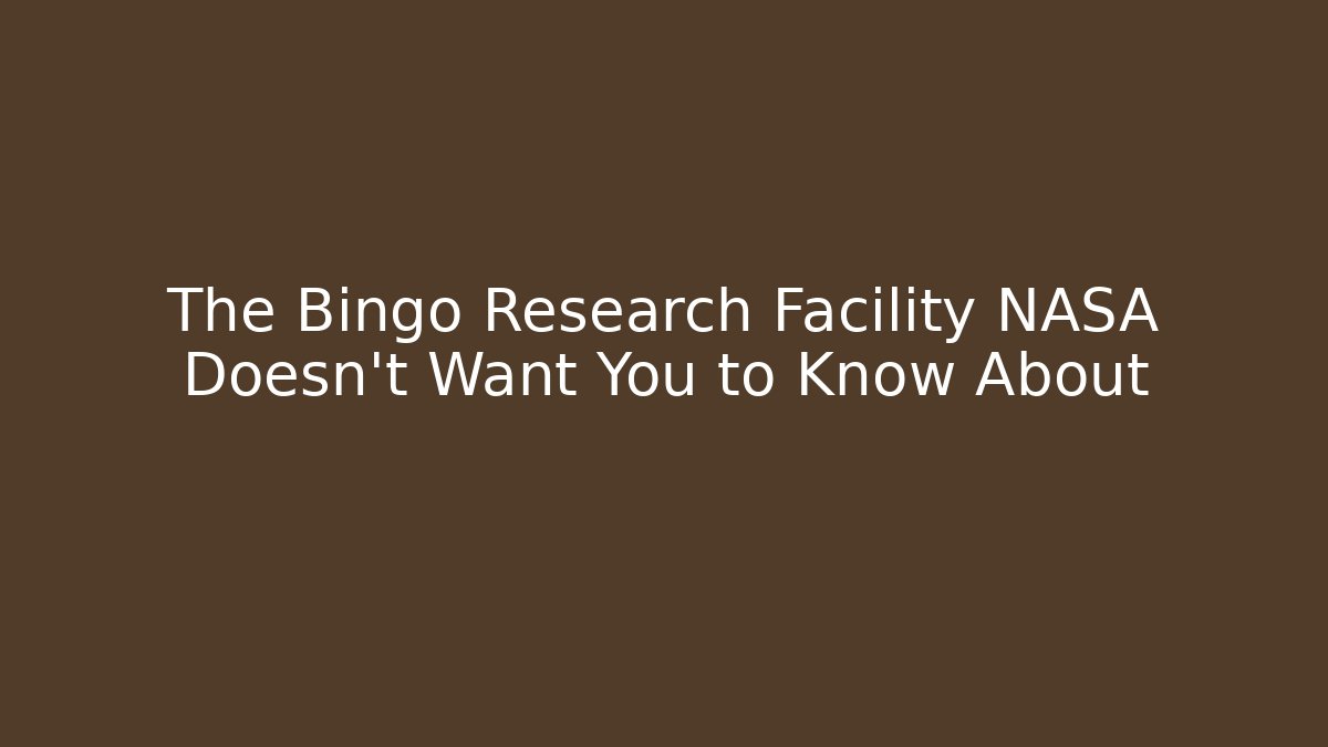 The Bingo Research Facility NASA Doesn't Want You to Know About