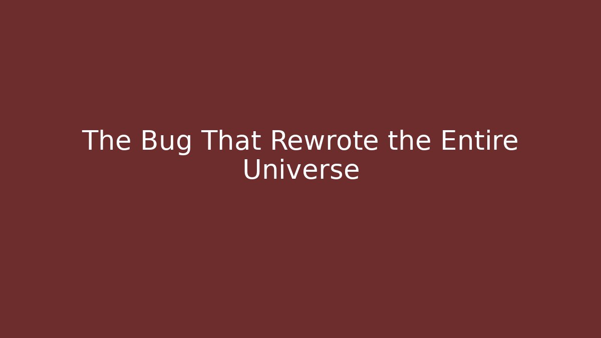The Bug That Rewrote the Entire Universe