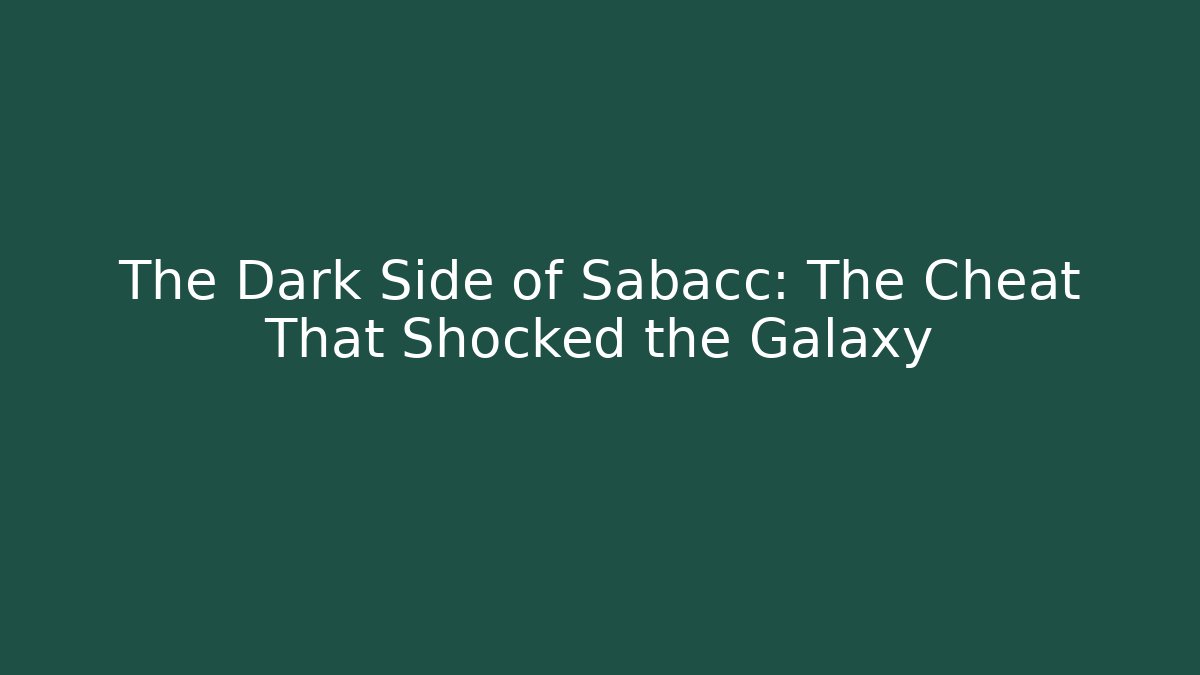 The Dark Side of Sabacc: The Cheat That Shocked the Galaxy