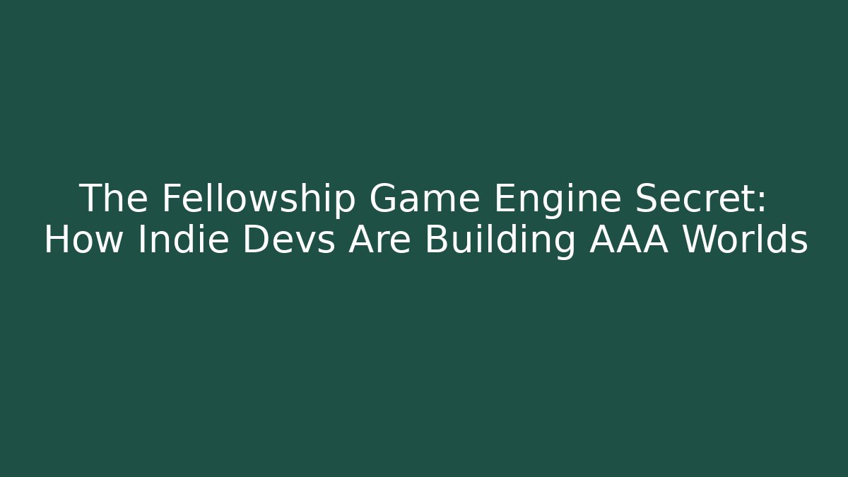 The Fellowship Game Engine Secret: How Indie Devs Are Building AAA Worlds - Boomer Naturals