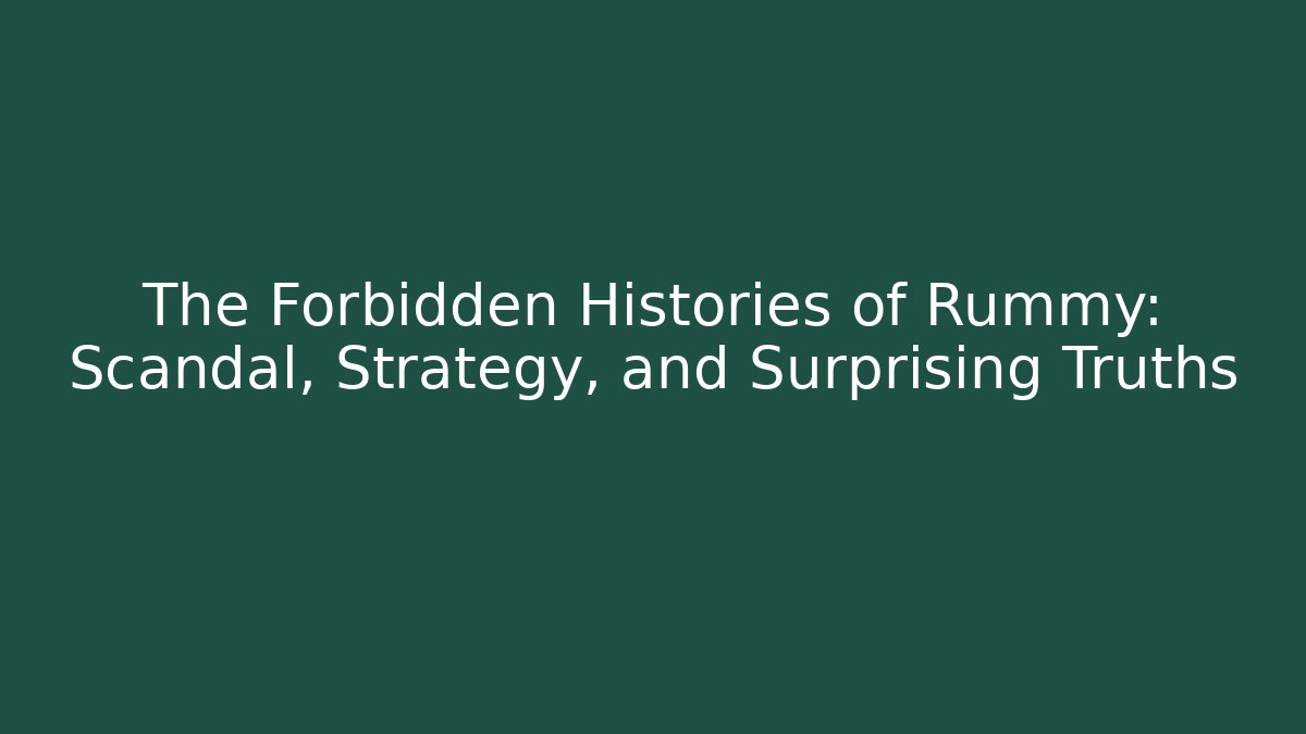 The Forbidden Histories of Rummy: Scandal, Strategy, and Surprising Truths