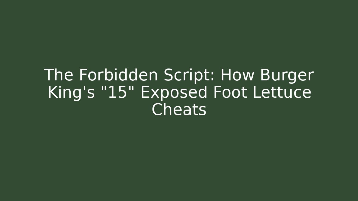 The Forbidden Script: How Burger King’s “15” Exposed Foot Lettuce Cheats