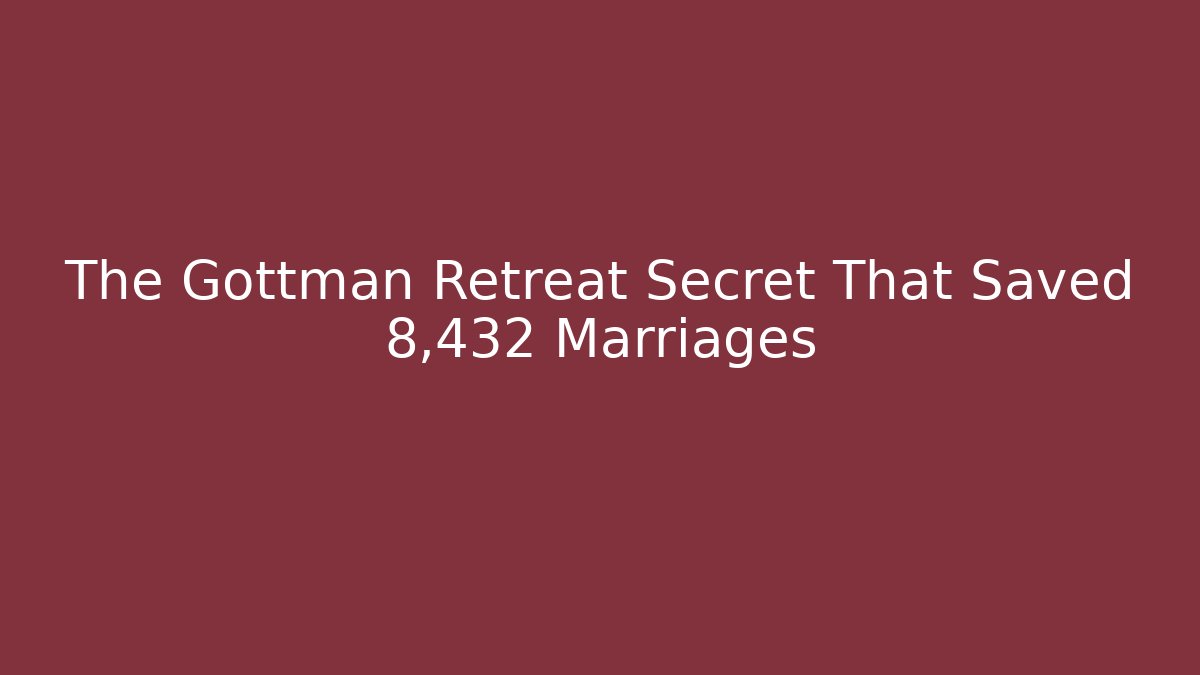 The Gottman Retreat Secret That Saved 8,432 Marriages