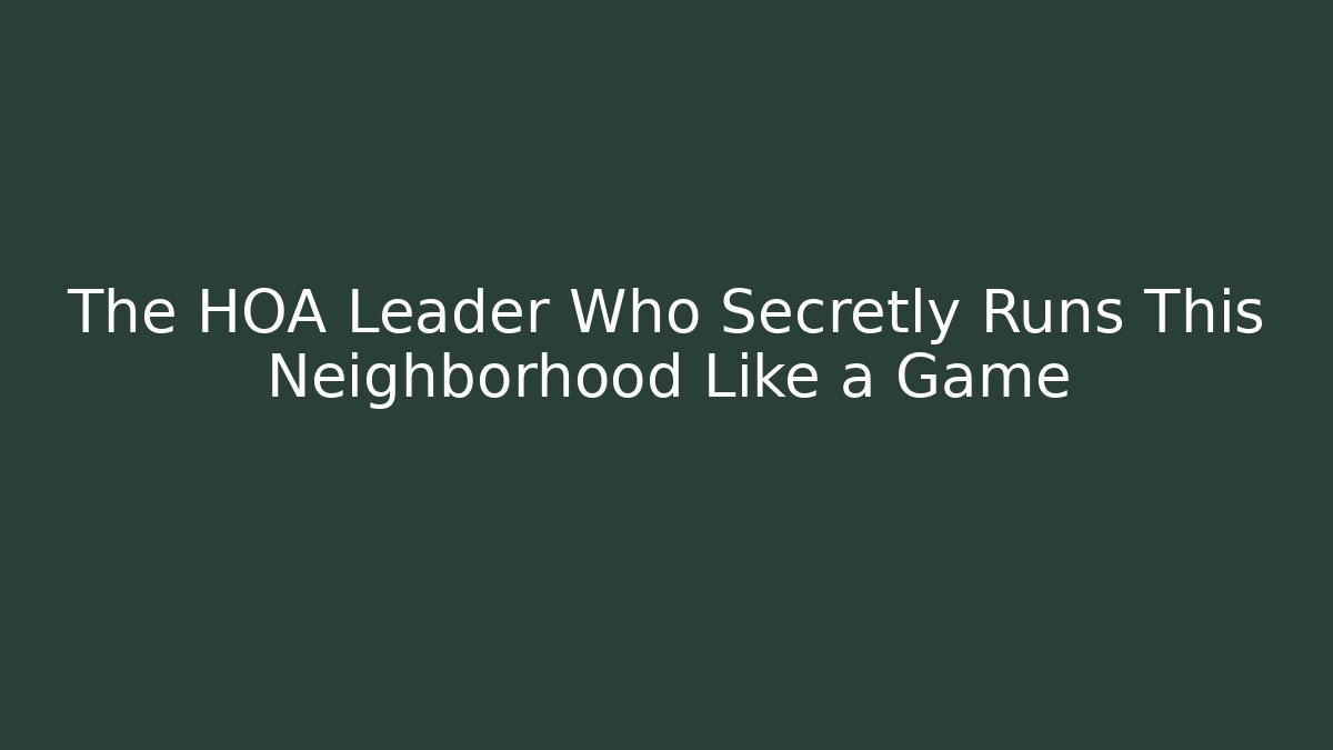 The HOA Leader Who Secretly Runs This Neighborhood Like a Game