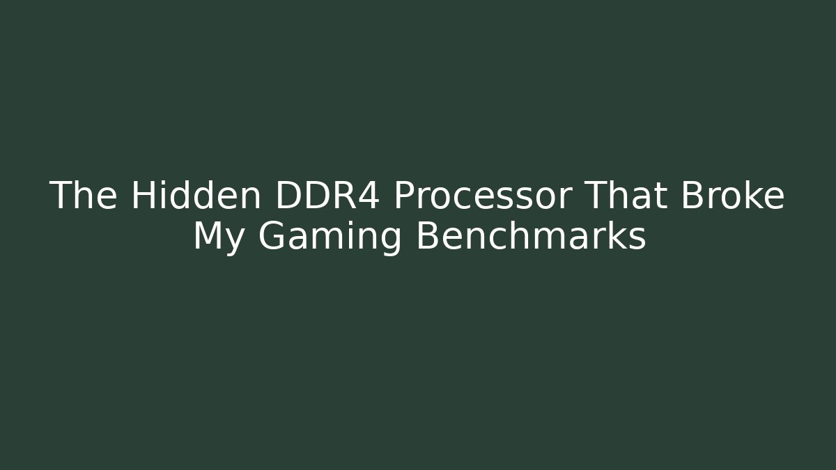 The Hidden DDR4 Processor That Broke My Gaming Benchmarks