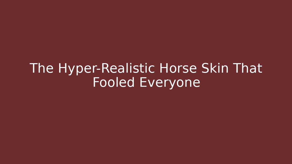 The Hyper-Realistic Horse Skin That Fooled Everyone
