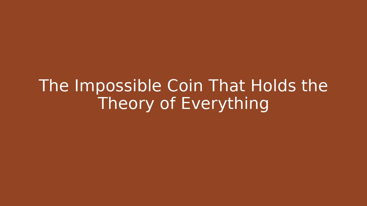 The Impossible Coin That Holds the Theory of Everything