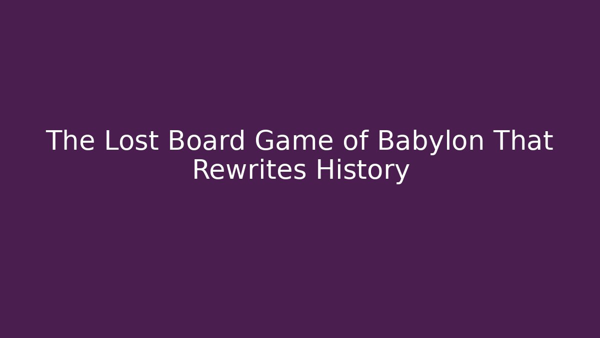 The Lost Board Game of Babylon That Rewrites History