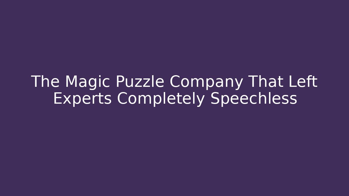 The Magic Puzzle Company That Left Experts Completely Speechless